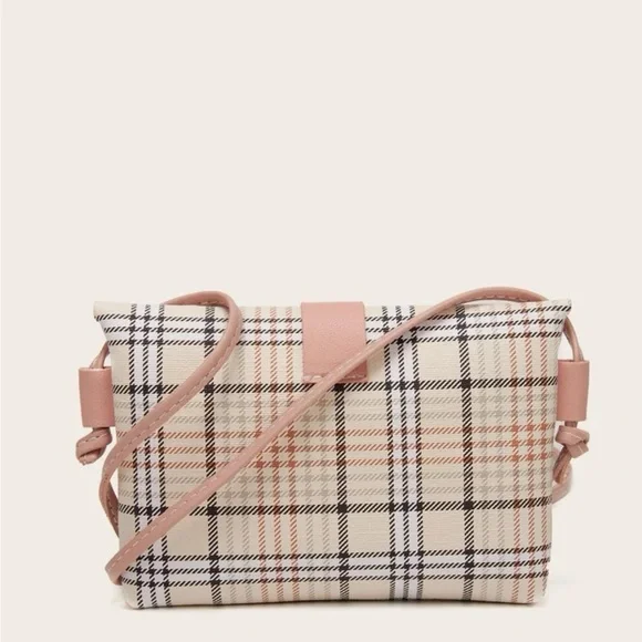 ⚠️Clearance Pink Plaid Pattern Crossbody Bag - Picture 2 of 4
